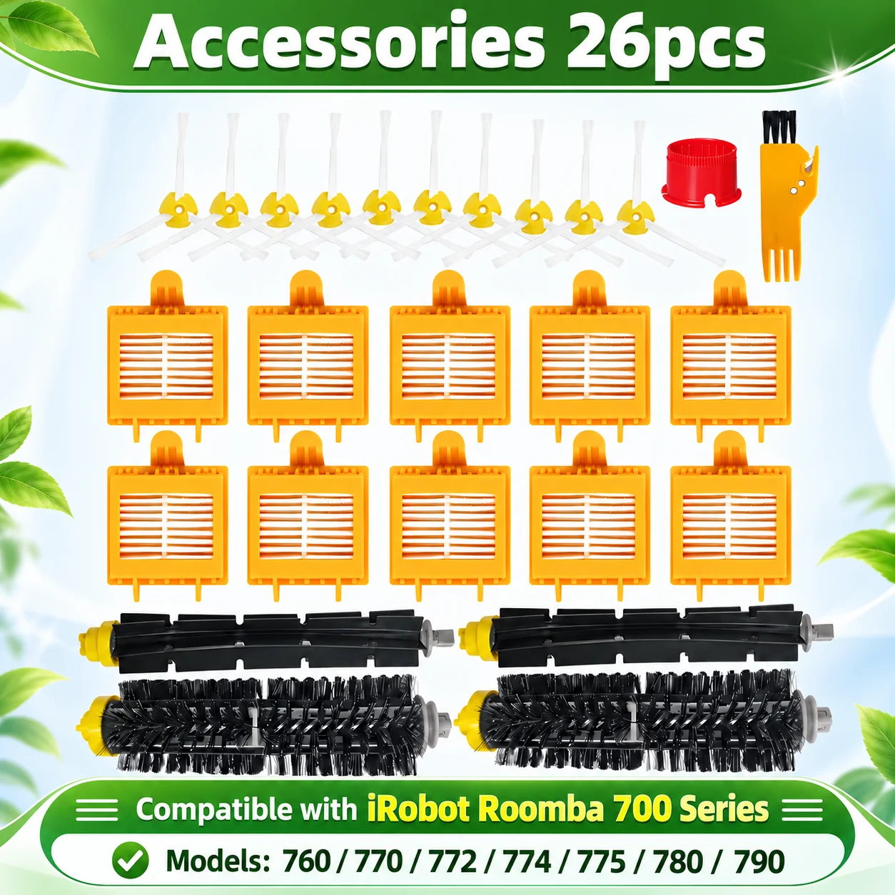 For IRobot Roomba 700 Series 760 770 780 790 772 774 775 Robot Vacuum Cleaner Main Side Brush HEPA Filter Front Wheel Parts