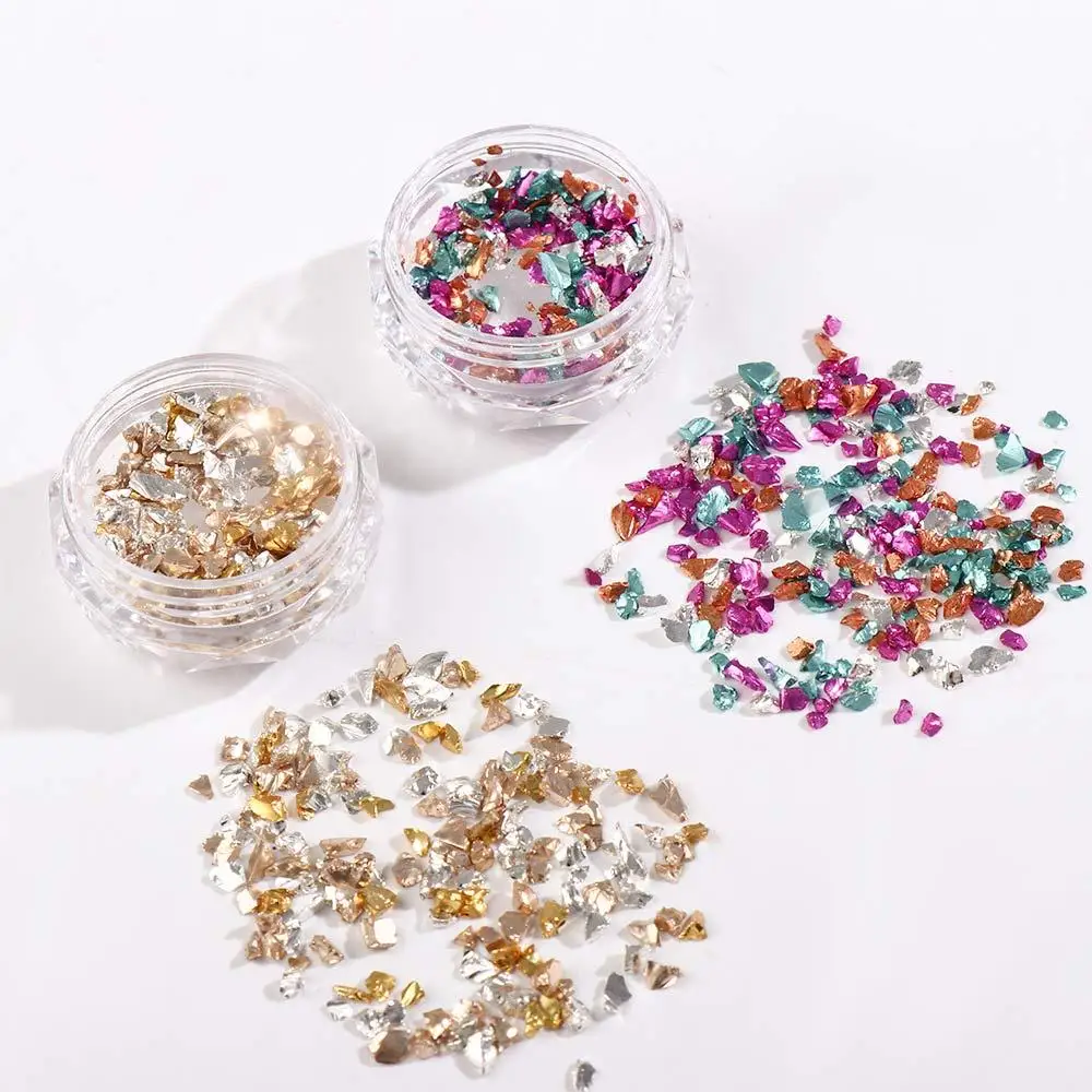 1 vaso irregolare alla moda fai da te Design colorato Nail Art decorazione pietra schiacciata strass per unghie ghiaia Charms per unghie