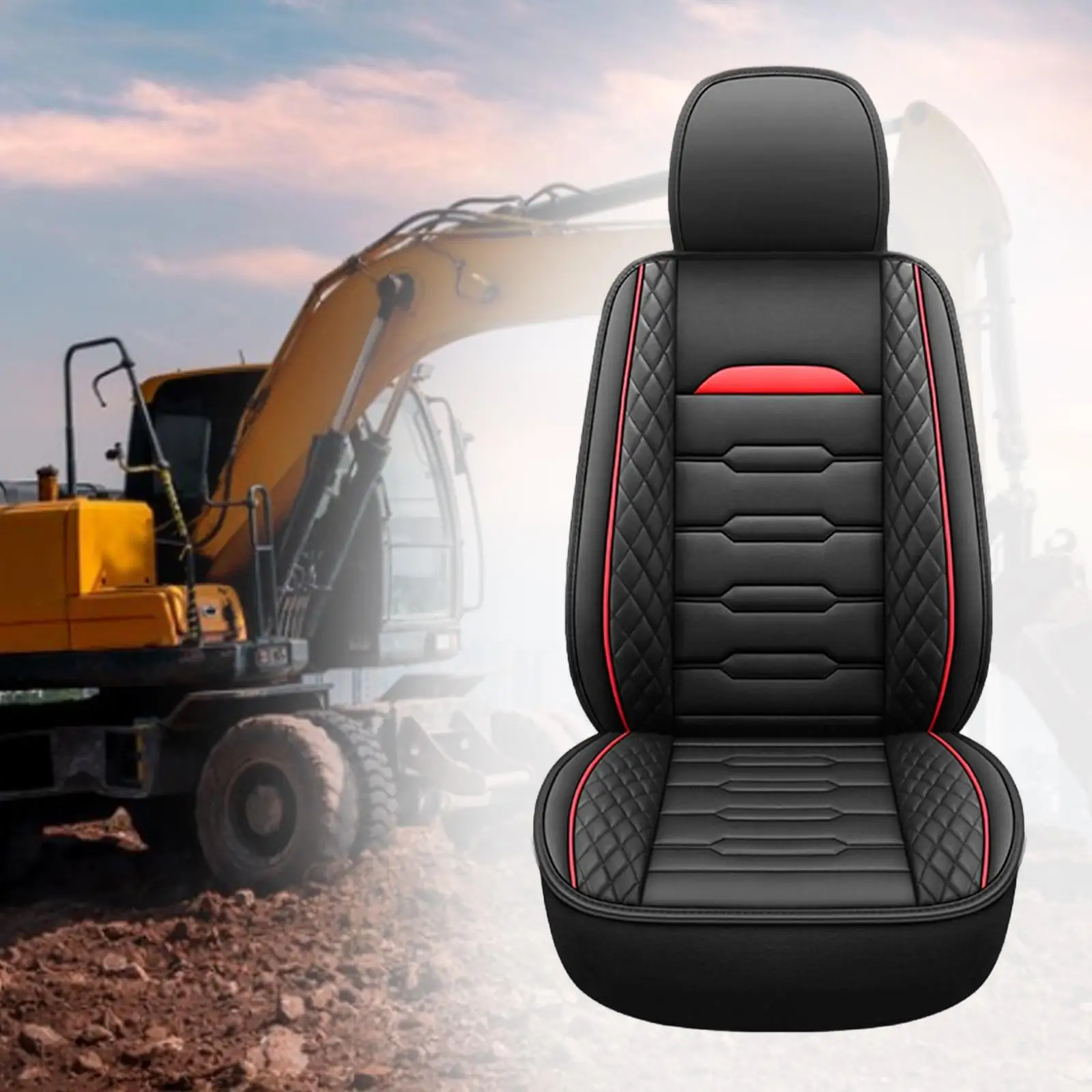 

Heavy Machinery PU Leather Excavator Seat Cover Universal Protector Comfortable Seat Cushion for Construction Vehicles