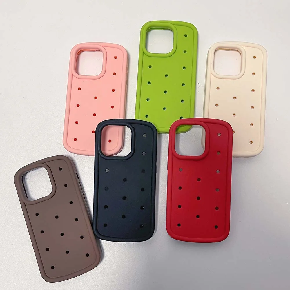 Fat Style Hole Case For iPhone 15 14 13 12 11 Pro Max Soft Silicone Shockproof Fashion Cover Skin