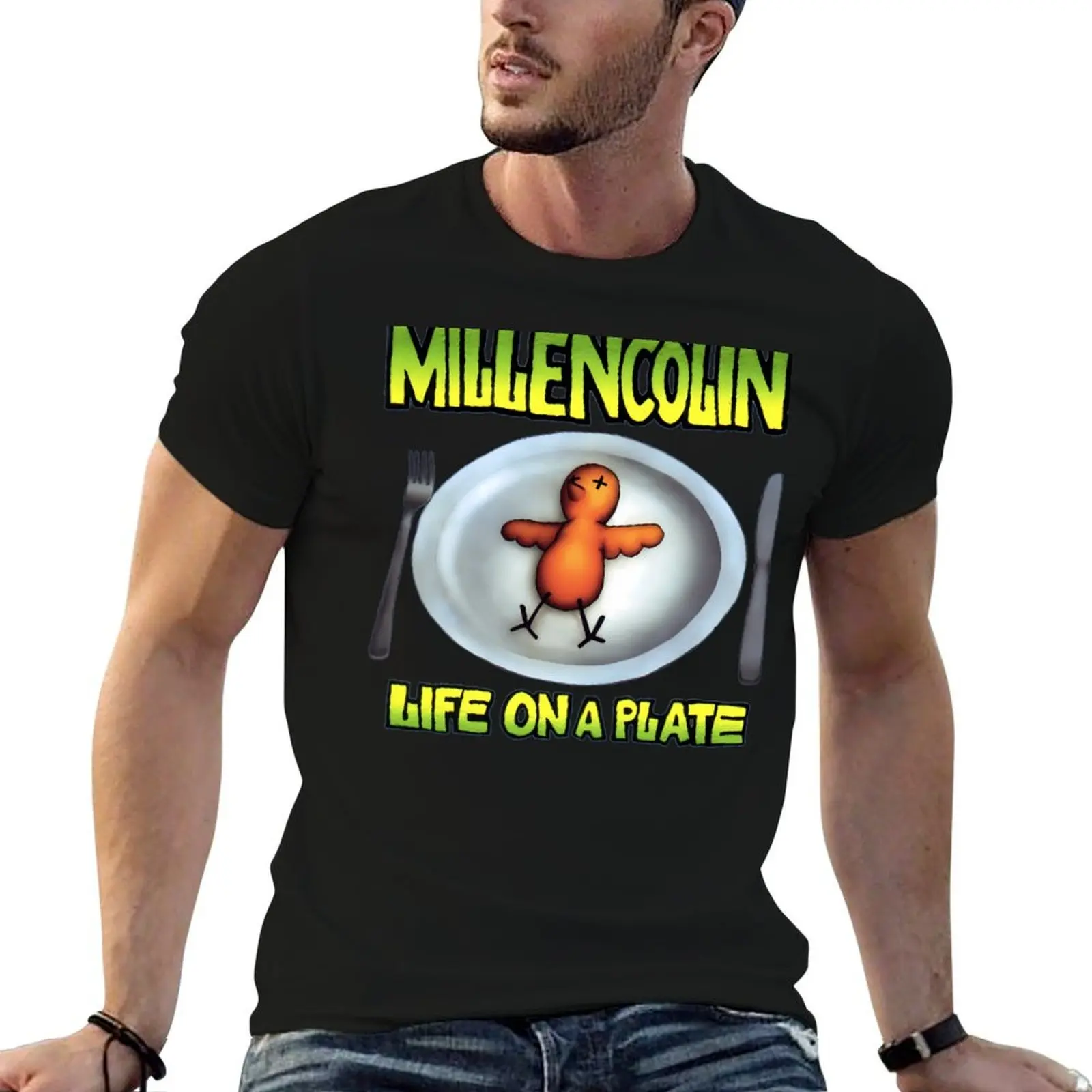 

Plate T-Shirt t shirts for man cotton soft man t shirts graphic funny t shirts dark humor T-shirt
