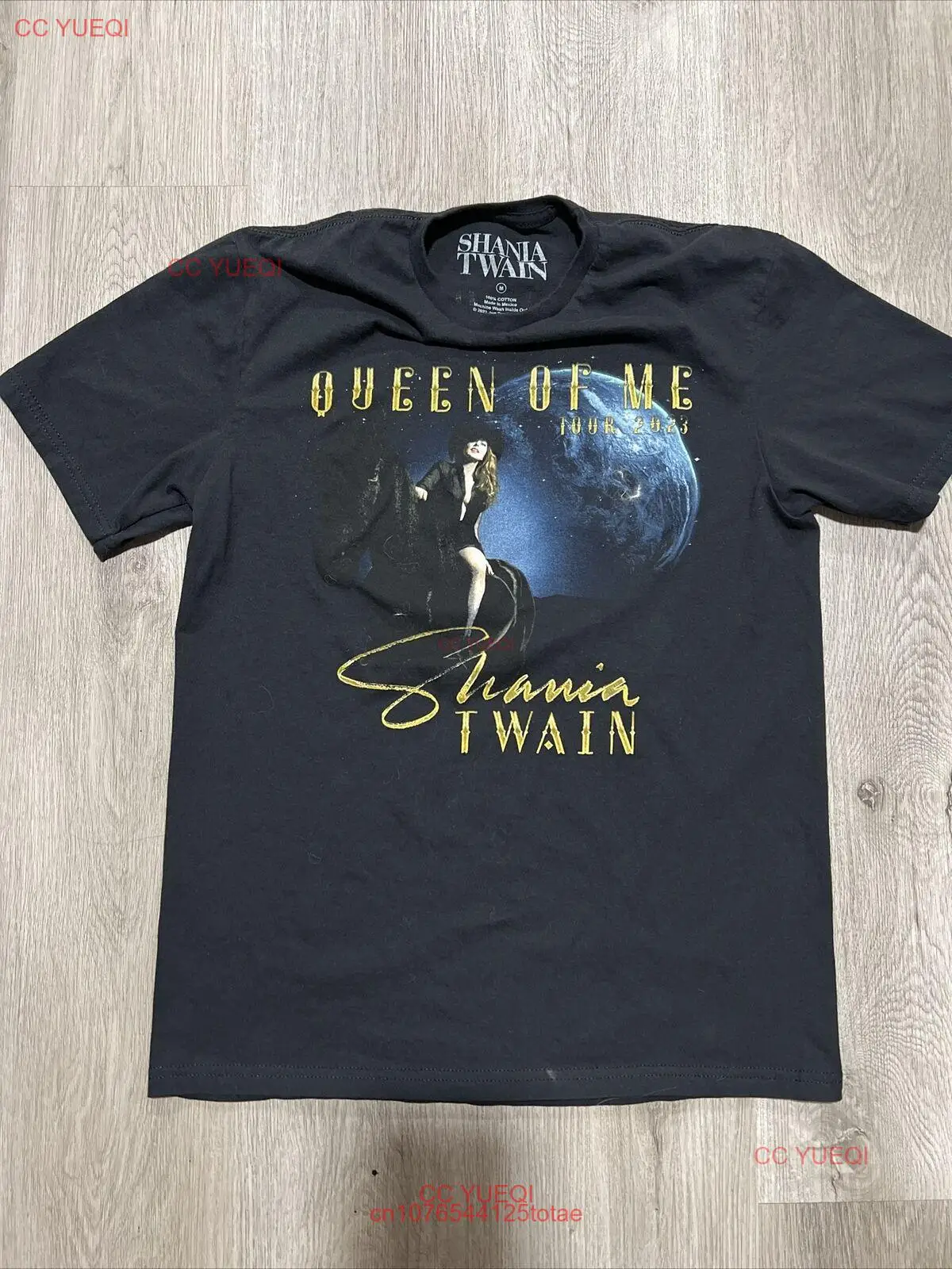 샤니아 트웨인 퀸 오브 미 투어, 2023 데이트, 블랙 티셔츠, 미디엄 긴팔 또는 반팔
