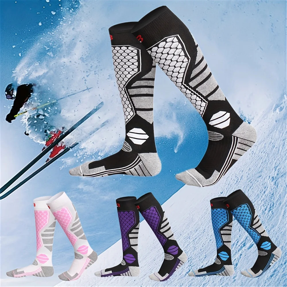 

1 Pair Winter Men Women Long Tube Skiing Socks Thick Warm Suitable Afor Outdoor Sports Such as Ice Skating Skiing Hiking Etc