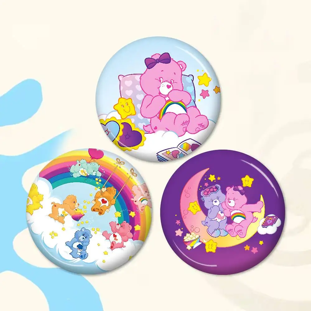 C-care-B-bears cartoon 32/44/58mm Round Cartoon Brooches Handmade Pins for Backpack Jewelry Accessories Gifts Creative Badge