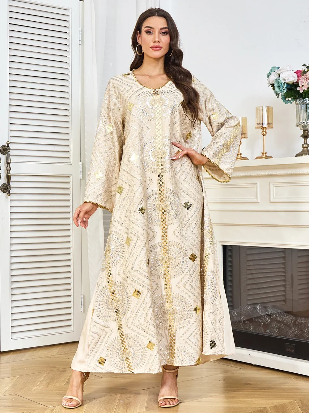 Eid Abaya femmes Robe musulmane Jalabiya paillettes robes Largos fête Caftan Ramadan robes longues dubaï caftan Robe arabe 2025