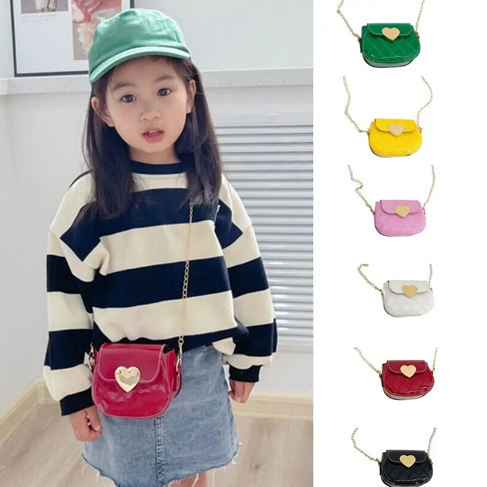 Cute PU Children's Crossbody Bags Peach Heart Waterproof Crossbody Bag Shoulder Bag Kids