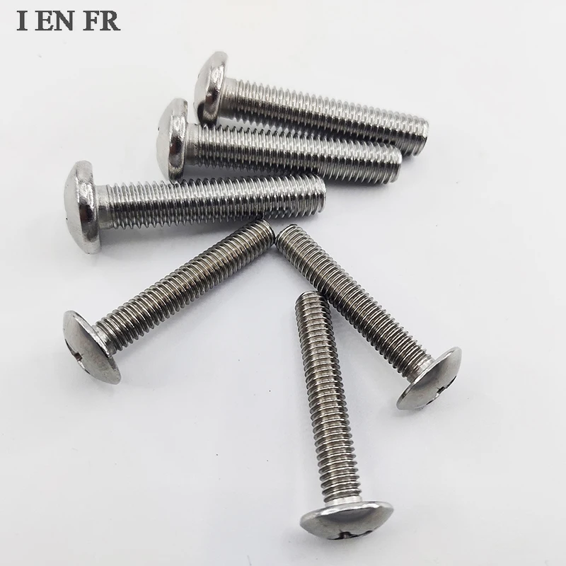 2/50X M1.6 M2 M3 M3.5 M4 M5 M6 M8 GB818-85 304 Stainless Steel Cross Phillips Pan Round Head Lengthen Screw Bolt Length=3-100mm
