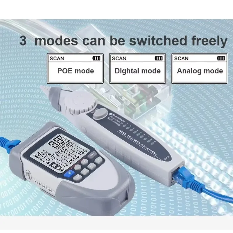 

TOOLTOP Digital Network Cable Tester Wire Tracker PoE Test Digitalized CableTracing Breakpoint Ethernet Cable Checking Tools
