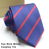 Disfraz de Cosplay Cos ZOO Nick Wilde, corbata de Cosplay de zorro Nick Wilde, raya clásica de Halloween, accesorios rojos y azules, regalo para hombre