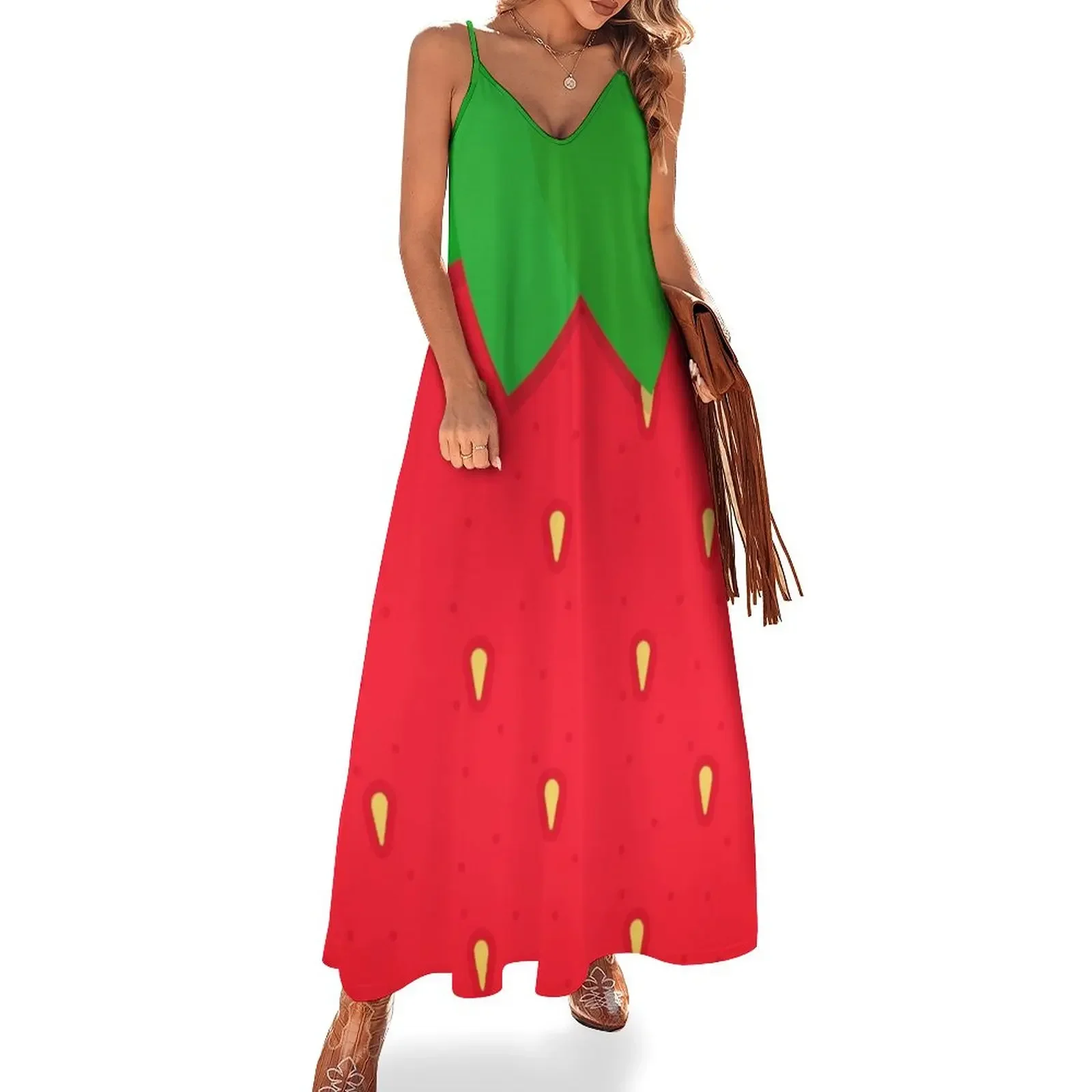 

Strawberry Strawberry pattern Strawberry costume Sleeveless Dress summer women's suit clothes