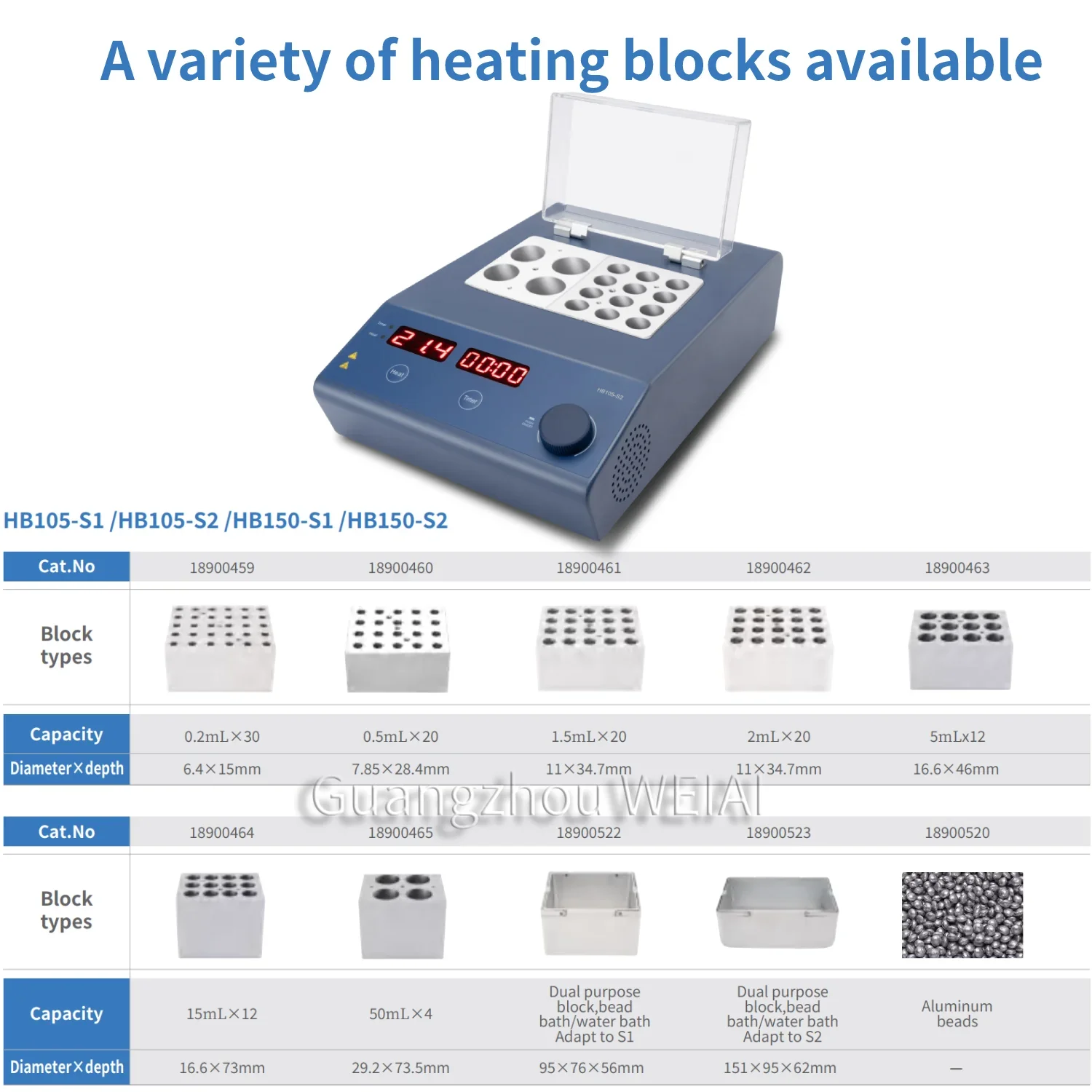 WEIAI Lab Dry Bath Incubator Temperature Control LED Digital Pcr Plasma Machine Dry Bath With 2pcs Heating Block HB105-S2