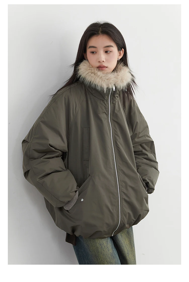 CHIC VEN New Women Down Coat Solid Hooded Loose Casual Faux Fur Collar 90 White Duck Down Ladies Down Jacket Autumn Winter 2026