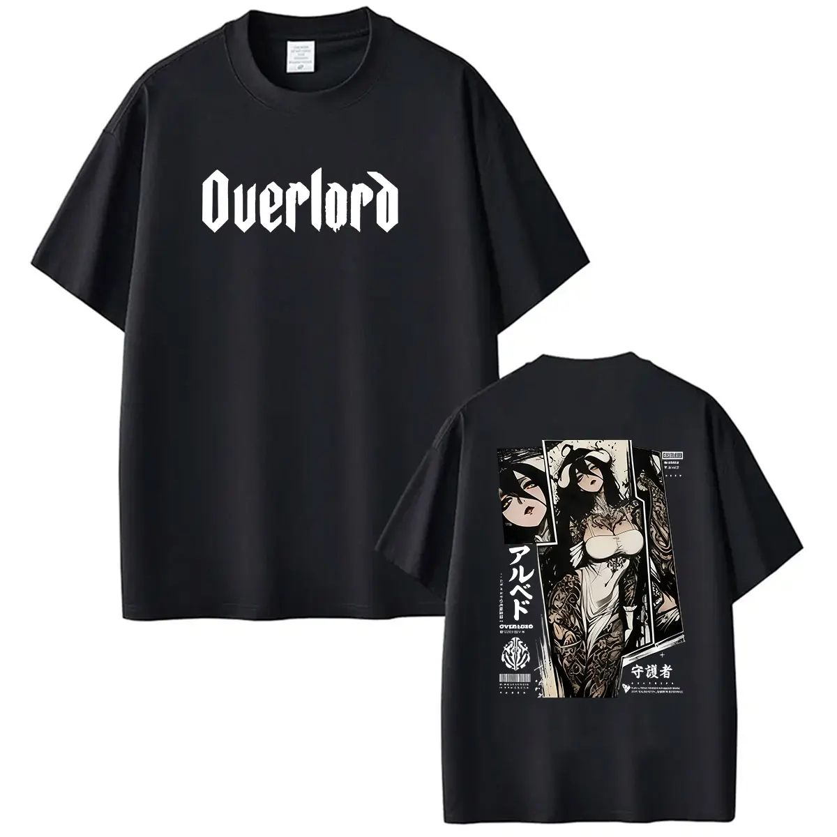 Japanese Anime Overlord Albedo Graphic T Shirt Men Women Retro High Quality Fashion T-Shirts Oversized Cotton T-shirt Streetwear