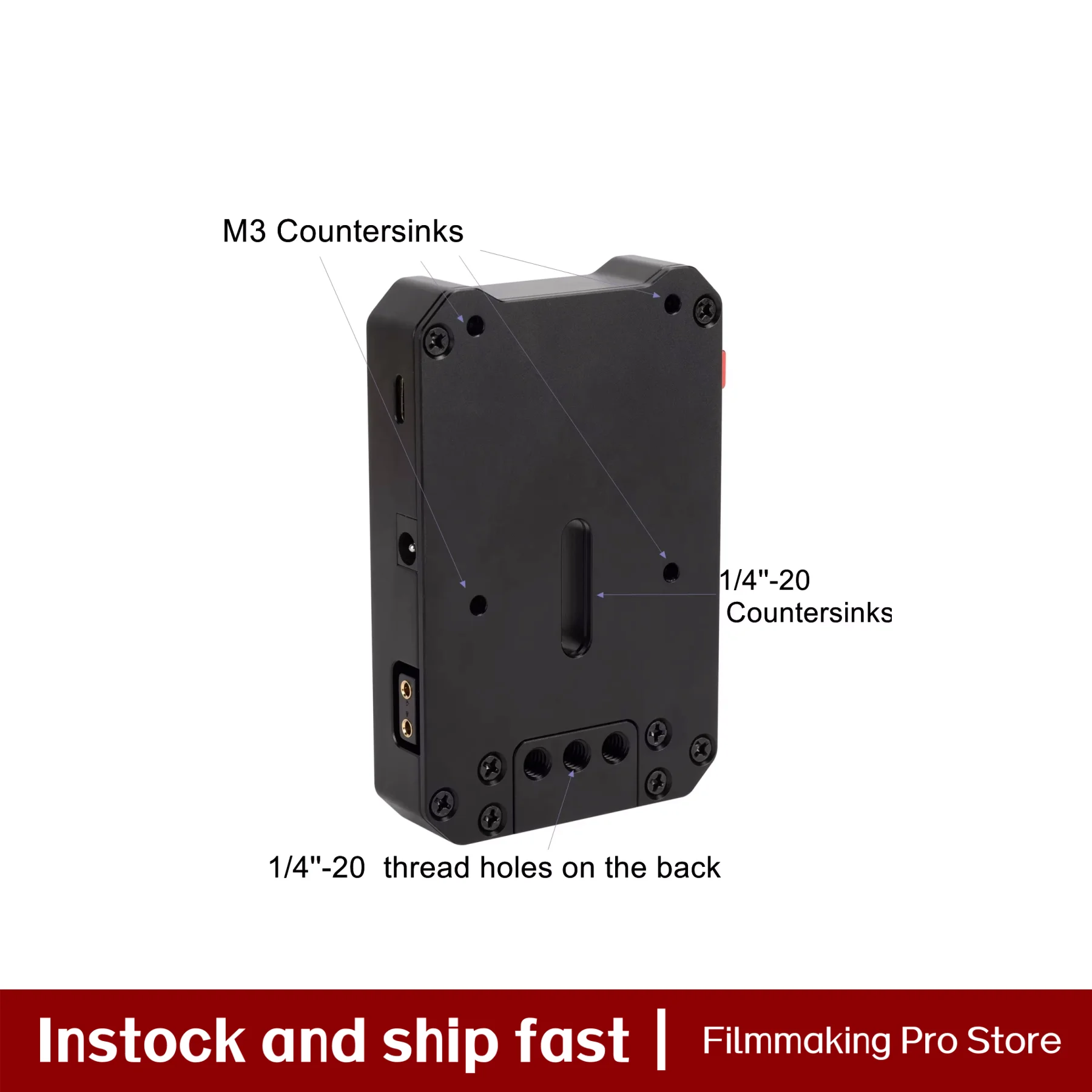 CaTeFo V mount Battery Plate V Lock Power Adaptor with Type C Fast Charge Input and USB PD QC output for Sony Canon DSLR Camera