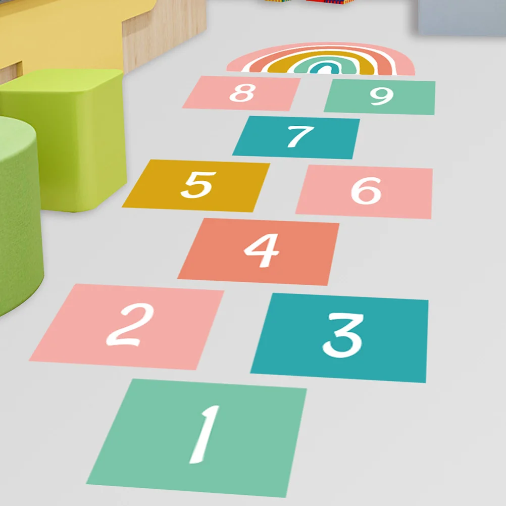 1Set Game Floor Stickers Cartoon Number Design Colorful Kids Play Area Mat Thickened Waterproof PVC Removable Decal for Bedroom