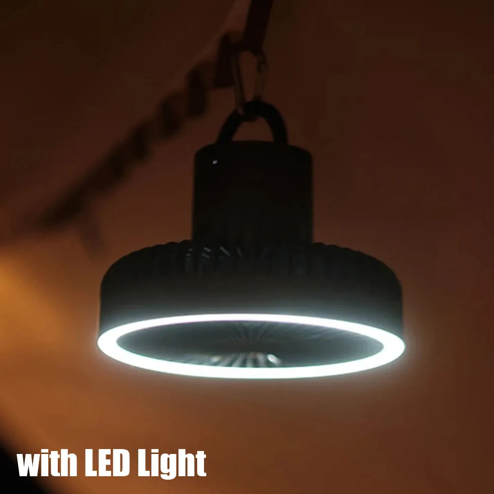 Portable LED Light Tripod Stand Desktop Fan Camping Fan USB Rechargeable Multi-functional Fan In/Outdoor Camping Ceiling Fan