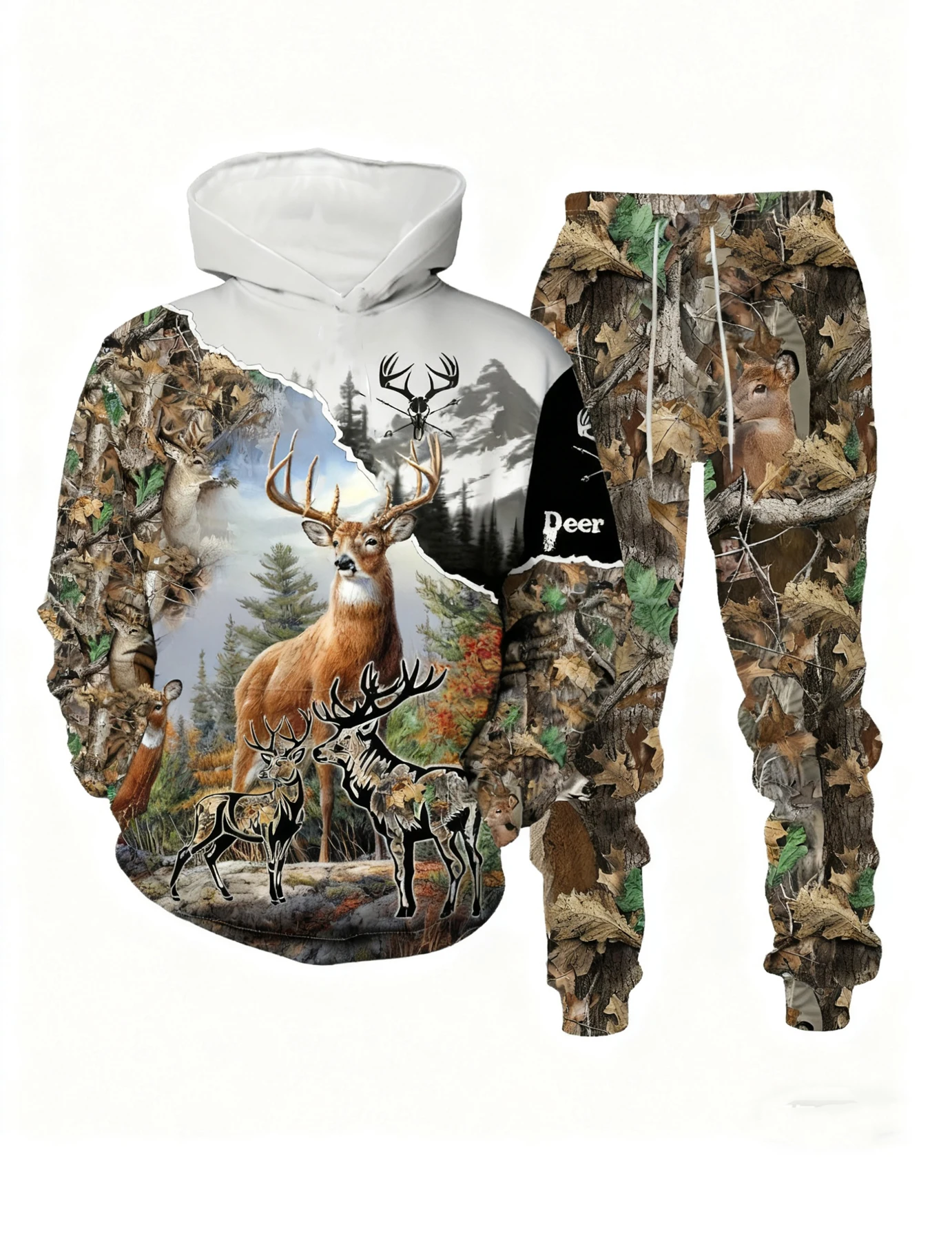 

New Arrival Casual Winter Autumn Deer Pattern 3D Printed Hoodie and Pants Set Tracksuit 2Piece Set Sportwear Men Clothing Suit