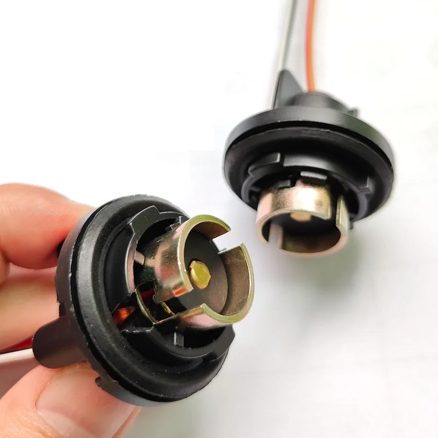 2Pcs Metal 1156 P21W Socket Connector BA15S Lamp Base Holder Female Plug Wiring Harness