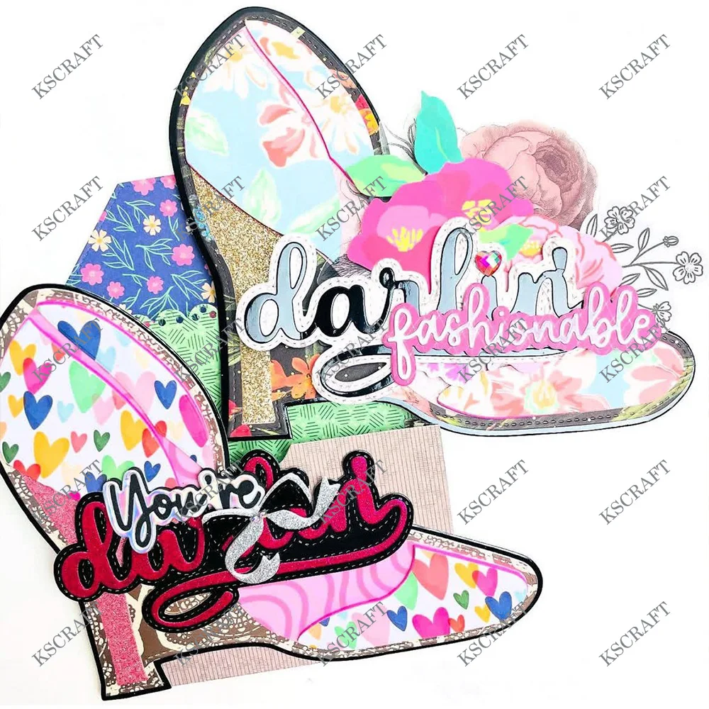 KSCRAFT Highheel Shoe Mini Album Cutting Dies Stencils for DIY Scrapbooking Decorative Embossing DIY Paper Cards