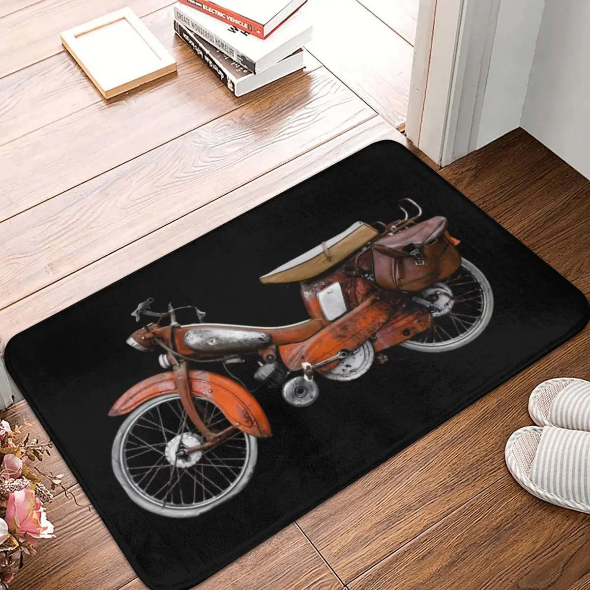 Vintage French Motobecane Moped Anti-slip Doormat Floor Mat Carpet Rug for Kitchen Entrance Home Living room Footpad Mats