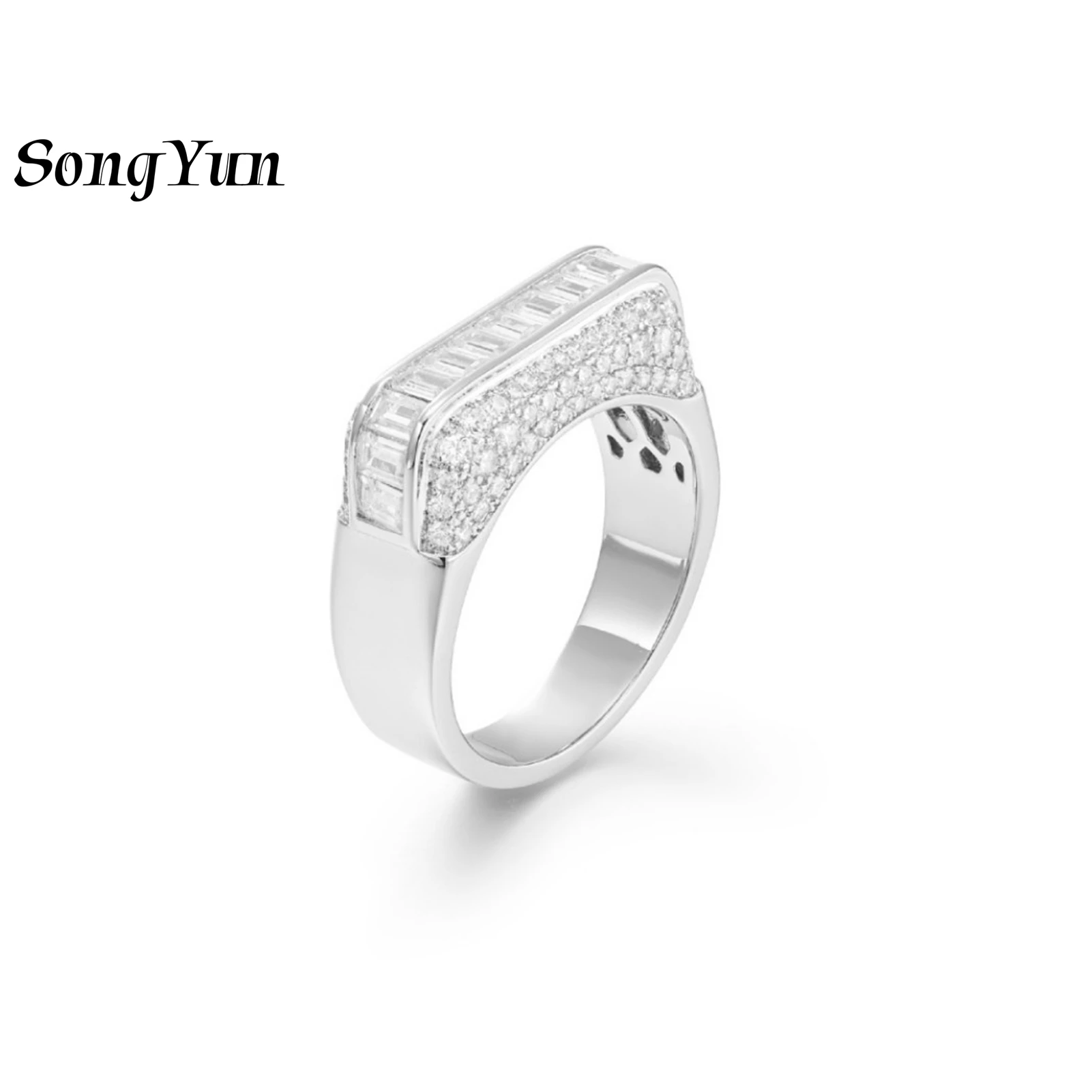 

SY Luxury Jewelry 925 Silver White Gradient Square Luxurious High End Women'S Daily Commuting Ring