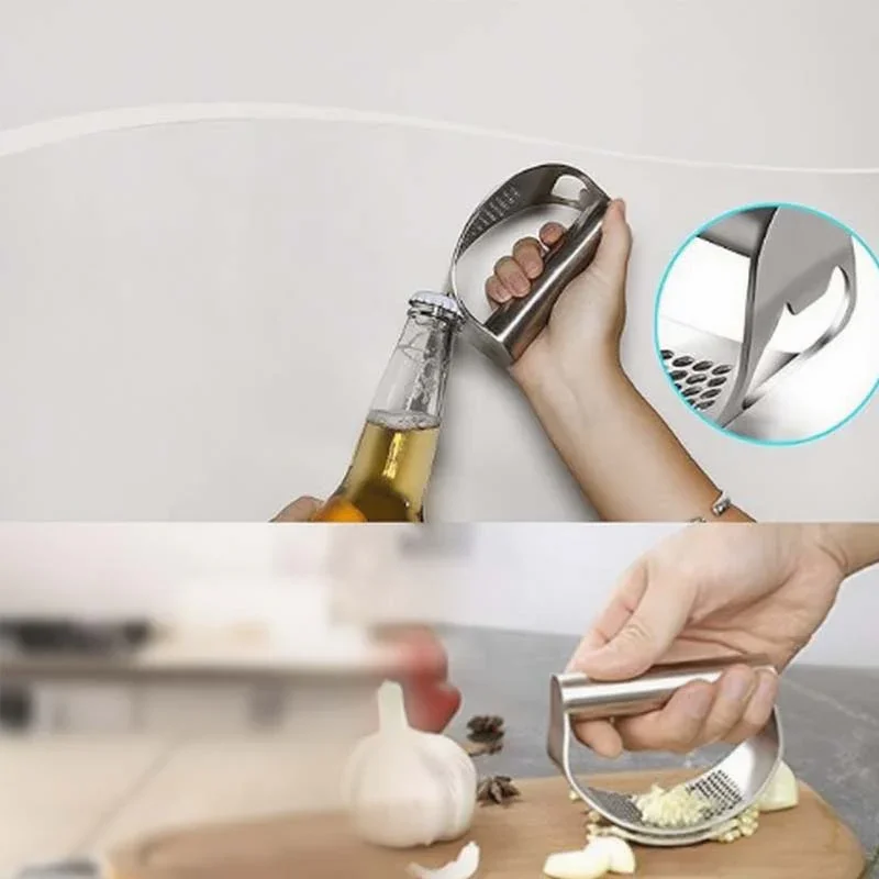 Garlic Press Squeezer Upgraded Stainless Steel Manual Garlic Ginger Rocker Crusher Garlic Cutting Mince Tools Kitchen Gadgets
