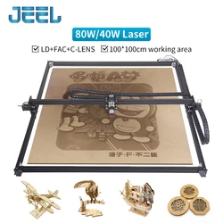 Laser 40W/80W Engraving Cutting Machine 100*100cm Size CNC Carving Cutter Laser Engraver Cut 10mm Wood FAC Offline