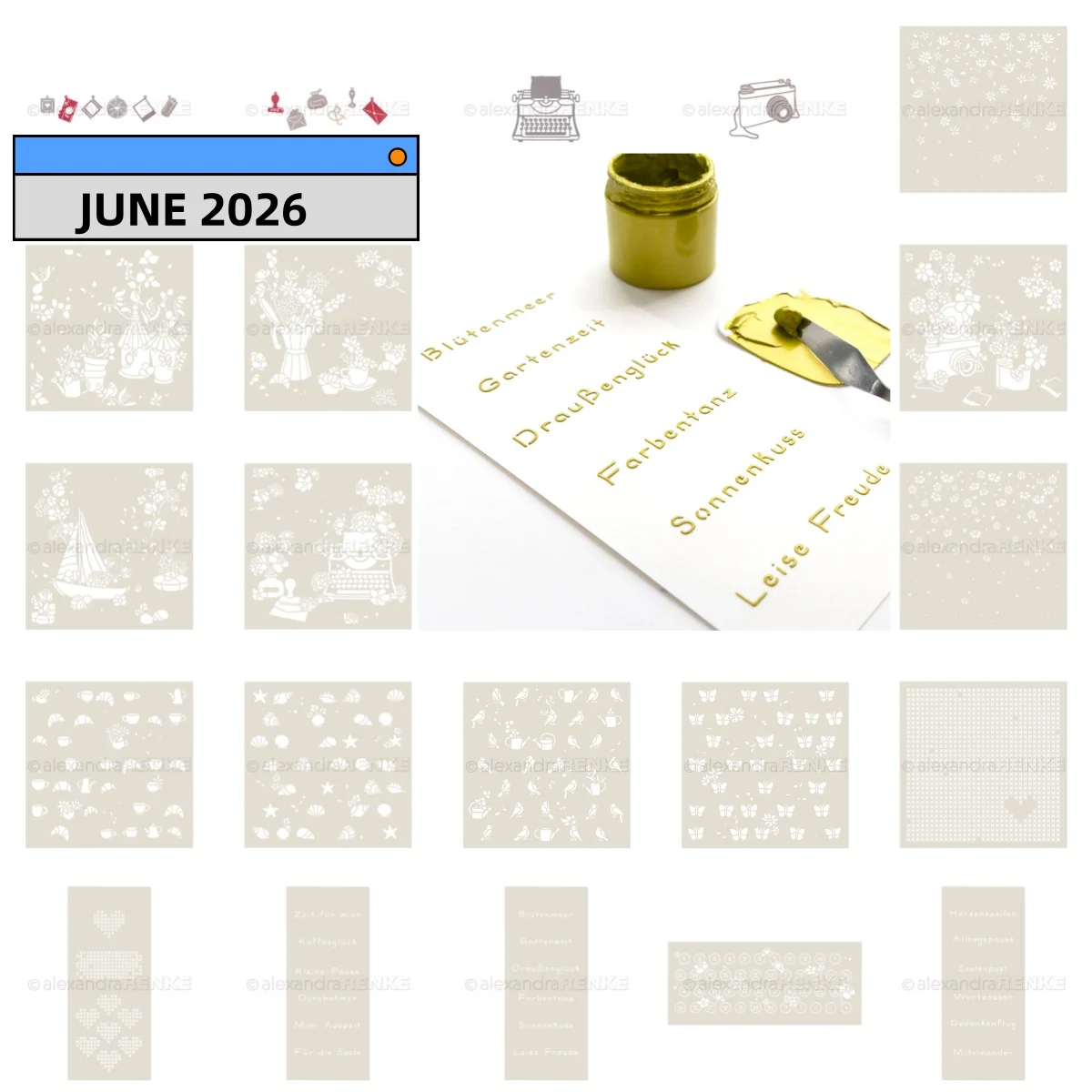 June 2026 Typewriter Camera Metal Cutting Dies Cross Stitch Background Stencil For DIY Decorating Scrapbook Card Embossing Craft