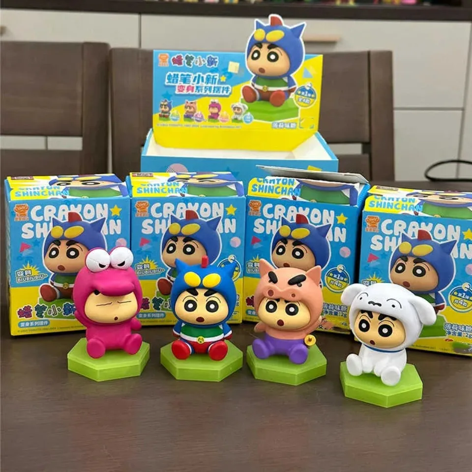 MINISO Crayon Shin Chan Blind Box Handmade Renovation Series Egg Food Game Dynamic Light Wave Fashion Blind Box Handmad Cute toy