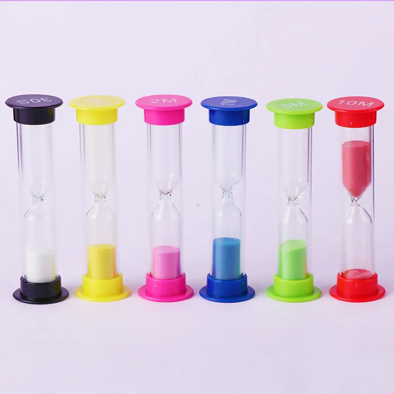 Hourglass Sand Timer para decoração de casa, relógio de areia, ornamento de mesa, relógio, crianças, presente infantil, 30S, 1, 2, 3, 5, 10 minutos, 6pcs por conjunto