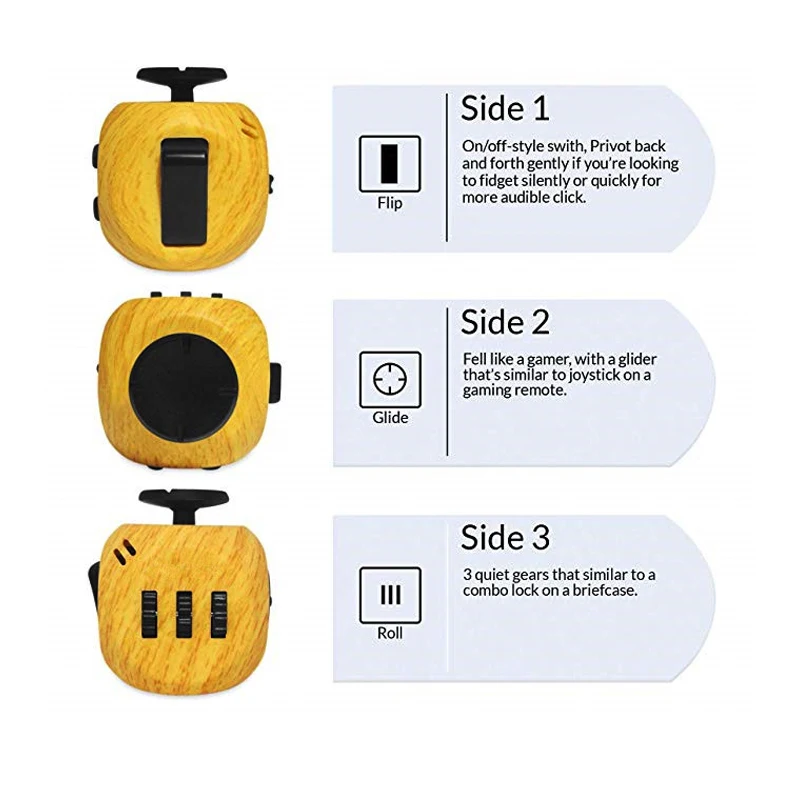 Fidget Cube Brinquedos para Crianças e Adultos, 6 Lados, Anti Stress, Dados Mágicos, Autismo, ADHD, TOC, Alívio da Ansiedade, Foco, EDC, Mão Sensorial