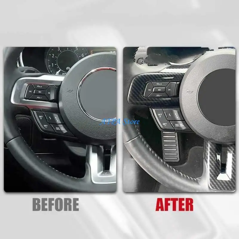 U13C 3x Kohlefaser-Auto-Lenkradknopf-Aufkleber, Verkleidung für Fahrzeugbesitzer