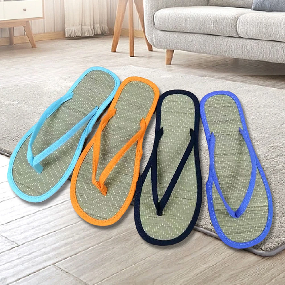 Breathable Summer Sandals,Rattan Sandals For Home/Outdoor Wear,Unisex Summer Flat Bottomed Straw Mat Slippers,For Casual Walk - view 2