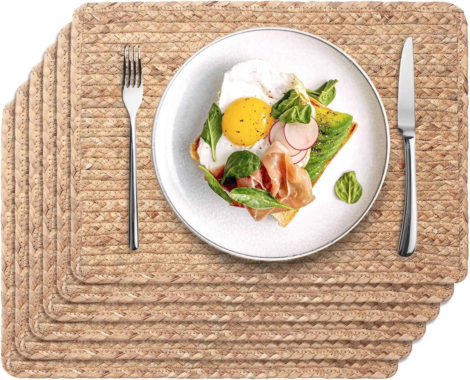 

Набор из 6 натуральных плетеных подставок под тарелки, 17x12 дюймов, термостойкие и универсальные для сервировки или декора