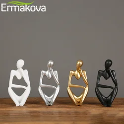 ERMAKOVA Thinker Statue Abstract Resin Sculpture Mini Art Decorative Desk Figurine Thinker Figures Office Bookshelf Home Decor