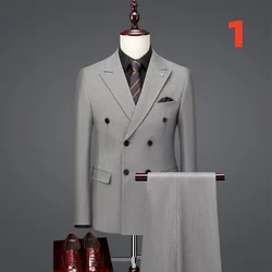 T2034 Spring and Autumn Youth Slim Suit Set Men's Suit Men's Suit Three-piece Wedding Dress Best Man Group Suit