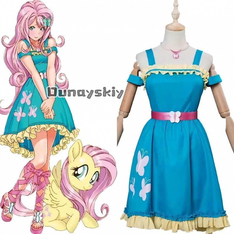 Twilight Sparkle Pinkie Pie Fluttershy Wig Dress Anime Cosplay Costume Halloween Carnival Party Uniform Outfits for Women - view 2