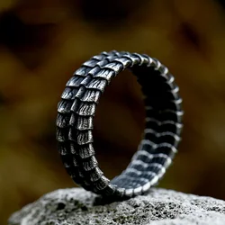 Simple Vintage Viking Dragon Scale Ring For Men Women 316L Stainless Steel Punk Hip Hop Animal Rings Fashion Amulet Jewelry Gift