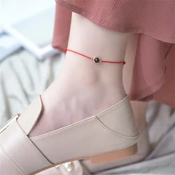 Natural Garnet Beads Lucky Anklet for Women Hand-woven Red Rope Feet Chains Size Adjustable Women Gift