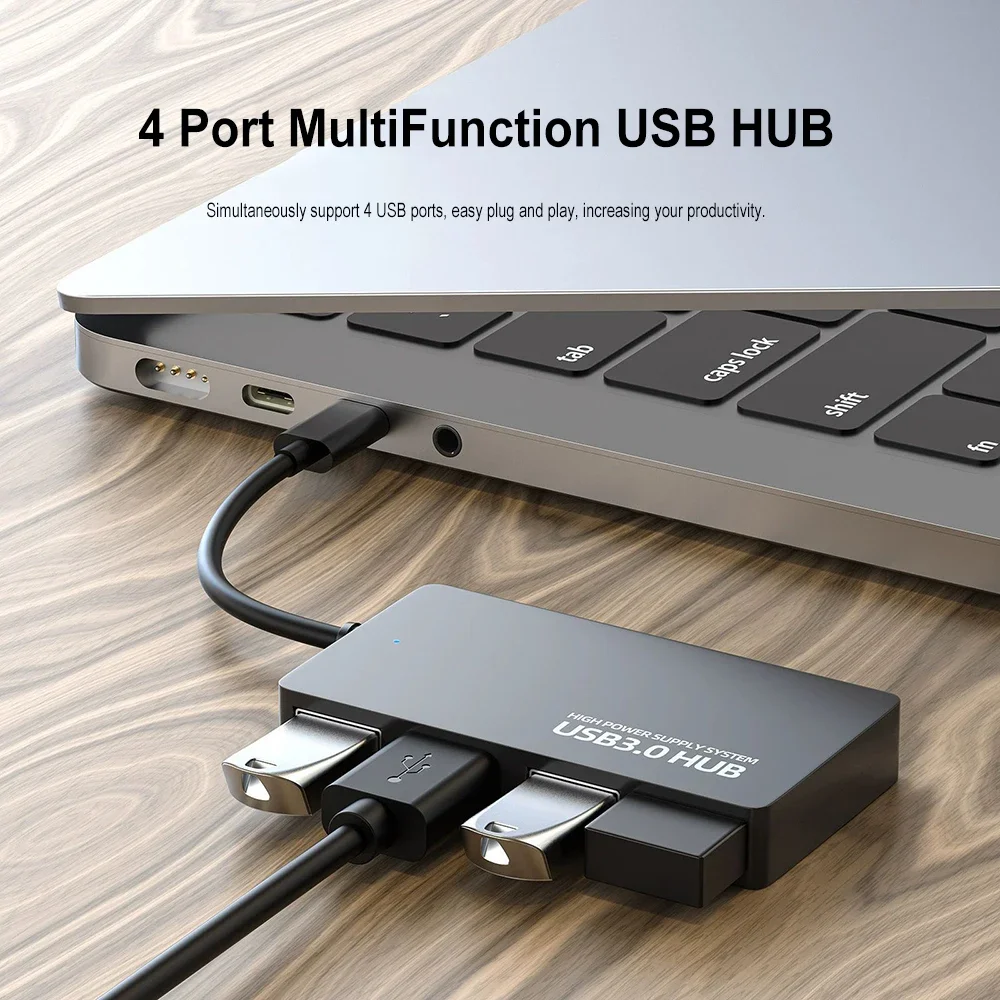 High-Speed USB 3.0 Hub 4 Port MultiFunction USB HUB Adapter Expander Splitter Plug & Play for PC Compatible with Various Systems