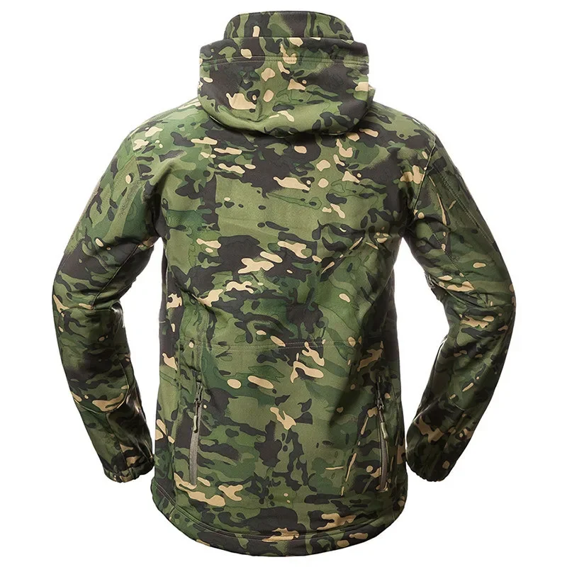 Jaqueta impermeável de lã Softshell para homens e mulheres, casaco militar tático, stormsuit com capuz quente, esporte ao ar livre, camping, esqui, V.5