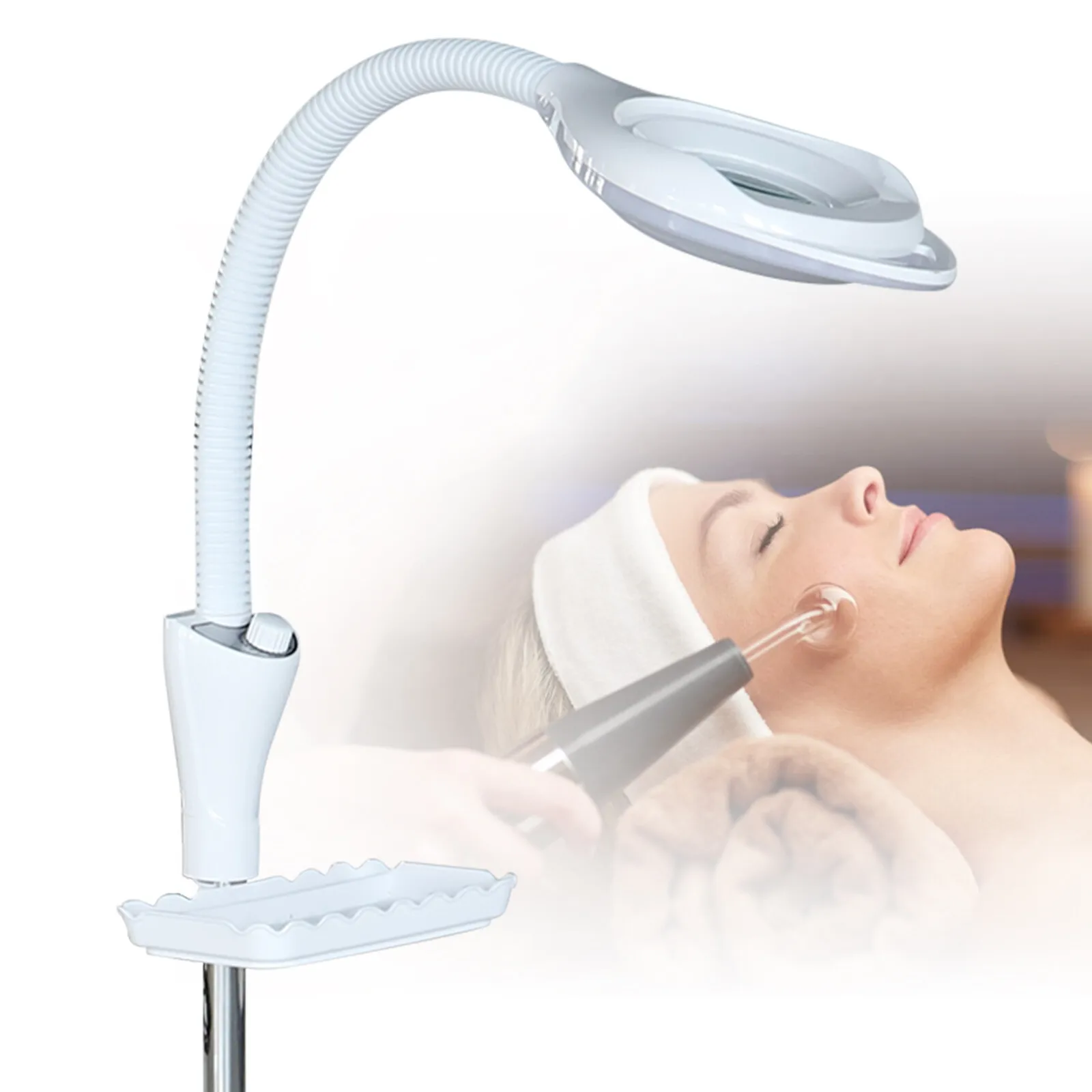 16X Magnifying Floor Lamp with LED Light Adjustable Stand for Tattoo Artists Beauty Salon Hobby Craft Work