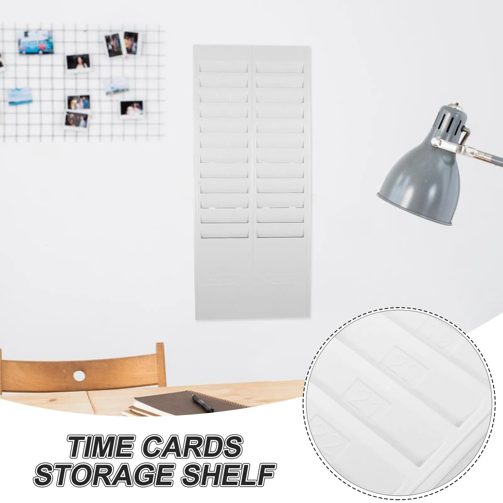 Time Cardholder Wall Mounted Attendance Cards Rack Multi-Grid Retractable Organizer Employee Badge Shelf Warehouse Material Card