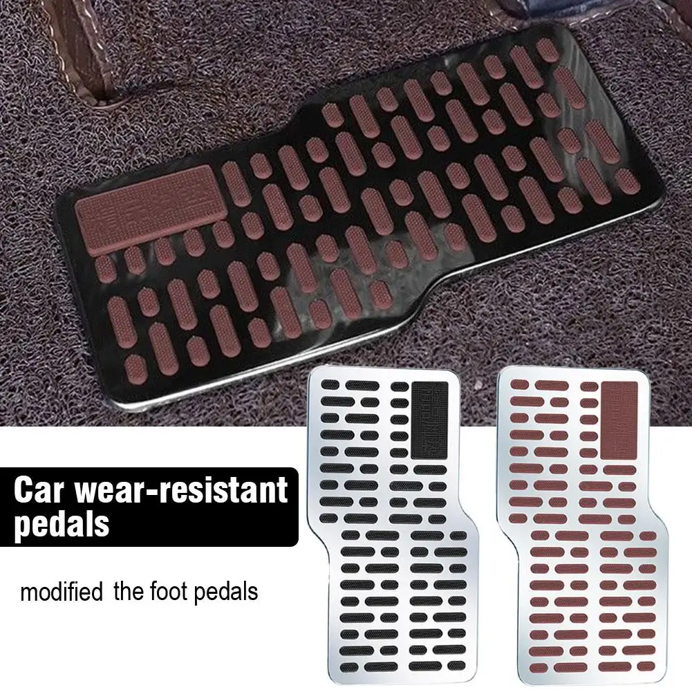 1pc Auto Foot Rest Pedal Plate Floor Carpet Mats Non-slip Stainless Heel Pad for Truck Suv Black Beige Brown Car Accessories Diy
