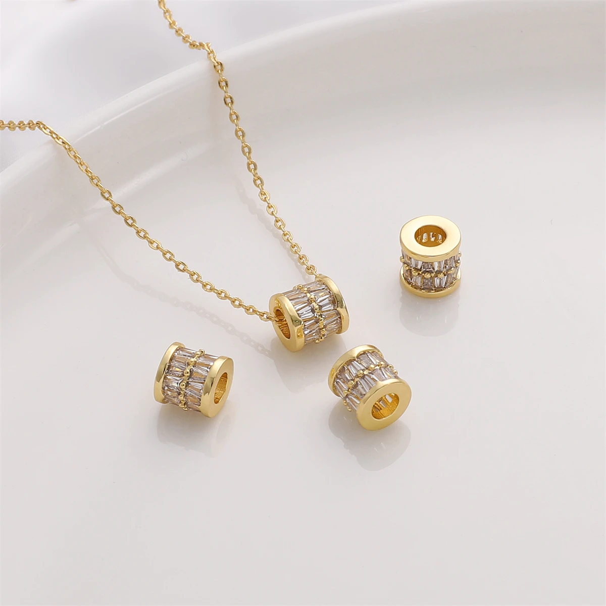 1pc 14K Gold Plated Brass with Zircon Hollow Beads Charms Pendants for Necklace Earring Bracelet DIY Jewelry Making Supplies