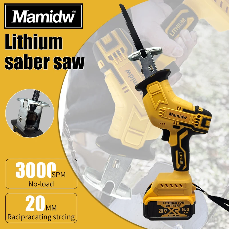 Cordless Reciprocating Saw Compatible with Dewalt 20V MAX Battery, 0-3000 SPM Variable Speed, Power Recipro Saw Mini with 4 Blad