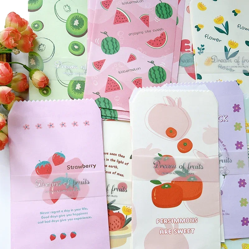 10Pcs Fruit vegetable Cute&nostalgic wallets envelope stripes Child Printing Romantic Cartoon Pattern Printing random 20*12CM