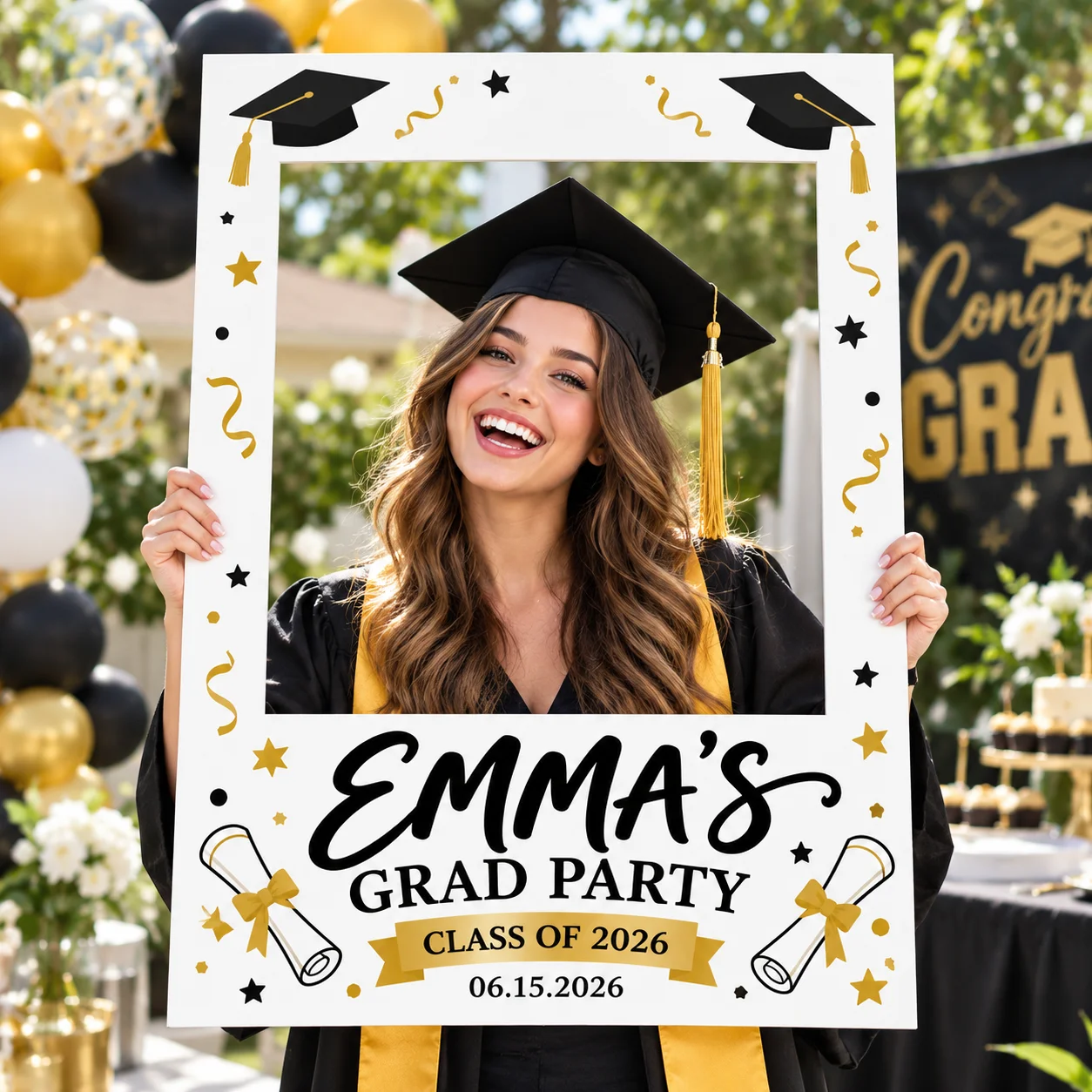 Custom Photo Booth Frame Personalized Party Selfie Frame Prop Corrugated Plastic Cutout for Wedding Birthday Graduation Events