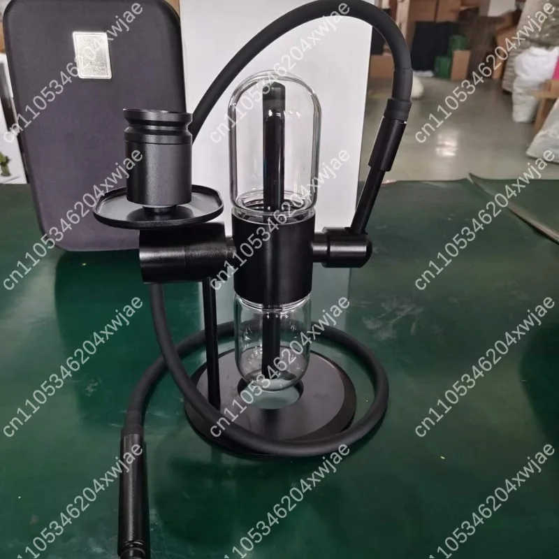 Mini Rotating Gravity Hookah Arabic Shisha Pipe Portable Glass Water Bong with Silicone Base for Party Home Outdoor Use view 4