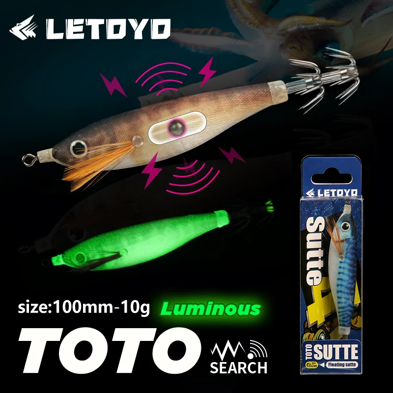 LETOYO TOTO floating squid lure Luminous squid Jig Artificial bait For Webfoot Octopus Cuttlefish sea fishing lures